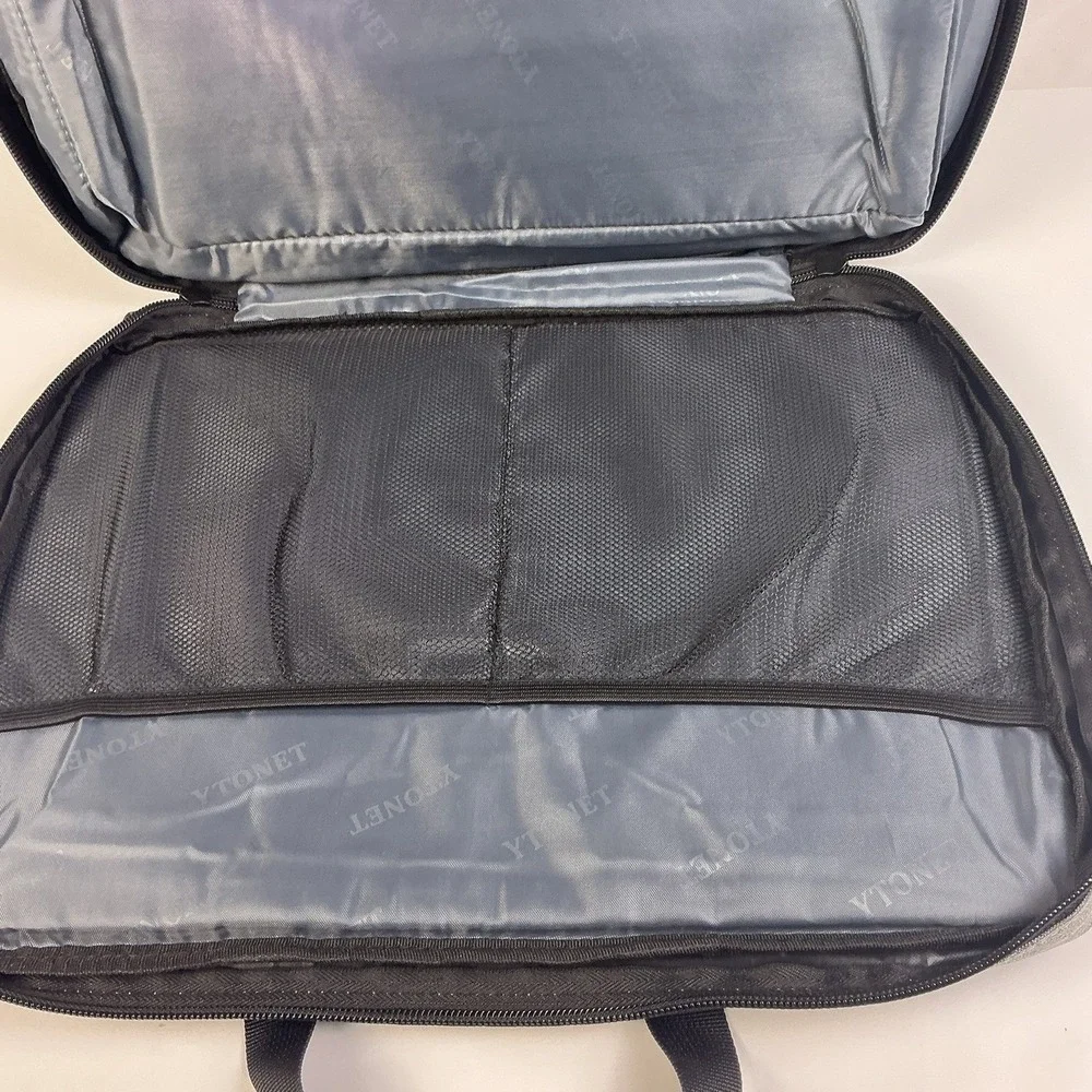 YTONET Laptop Briefcase Carry Case Gray Black Padded Zippered‎ Organizer